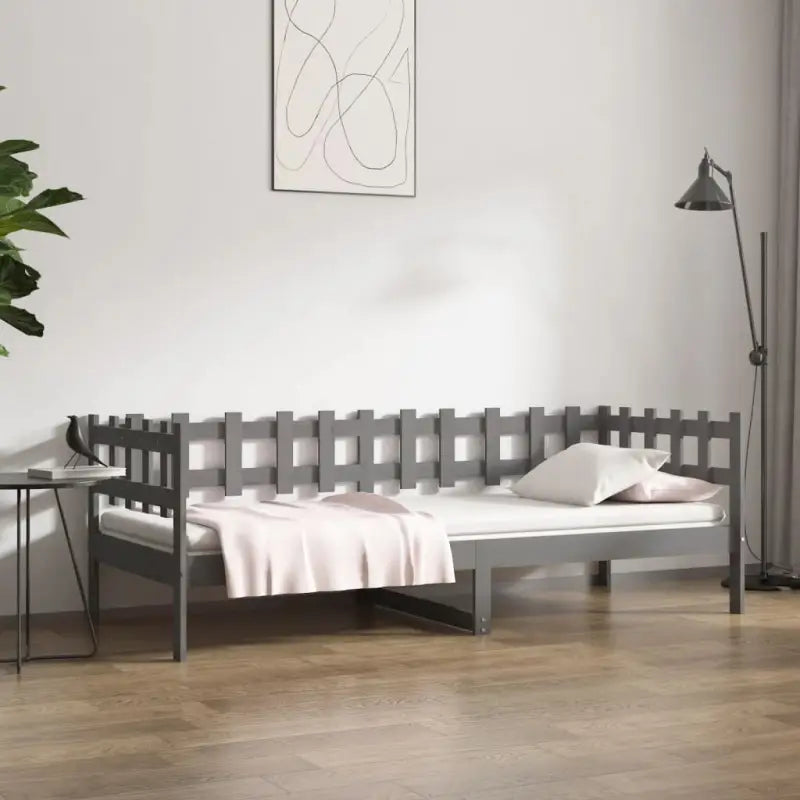 Multifunctioneel slaapbank van massief grenenhout voor slaapkamer en woonkamer - Grijs / 80 x 200 cm - Bedden &