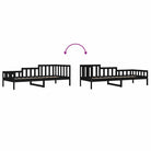 Multifunctioneel slaapbank van massief grenenhout voor slaapkamer en woonkamer - Zwart / 80 x 200 cm - Bedden &