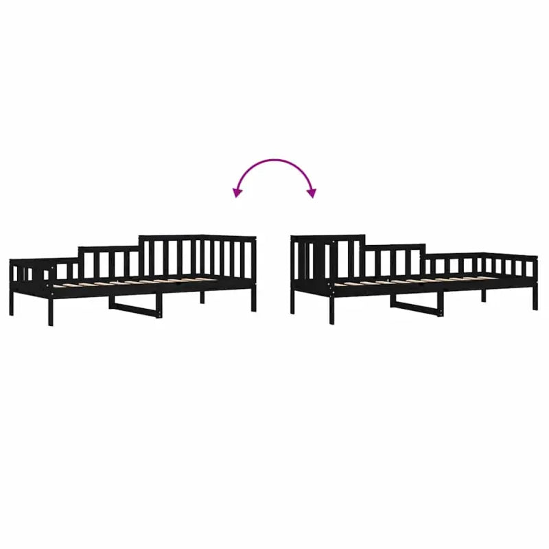 Multifunctioneel slaapbank van massief grenenhout voor slaapkamer en woonkamer - Zwart / 80 x 200 cm - Bedden &