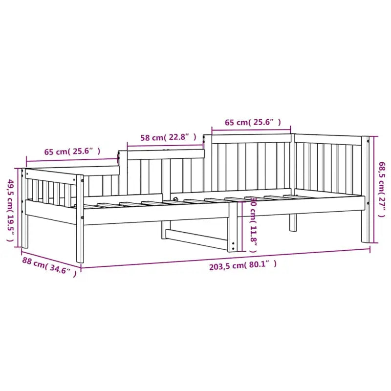 Multifunctioneel slaapbank van massief grenenhout voor slaapkamer en woonkamer - Zwart / 80 x 200 cm - Bedden &