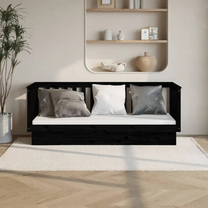 Multifunctioneel slaapbank van massief grenenhout voor slaapkamer en woonkamer - Zwart / 75 x 190 cm - Bedden &