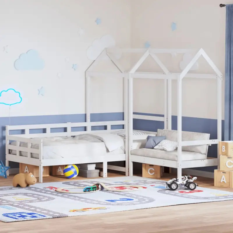 Multifunctioneel witte bank en bed van massief grenenhout - Wit / 80 x 200 cm - Bedden & bedframes