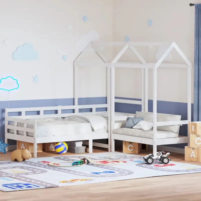 Multifunctioneel witte bank en bed van massief grenenhout - Wit / 90 x 190 cm - Bedden & bedframes