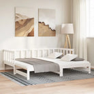 Multifunctionele bedbank van massief grenenhout met ideale afmetingen - Wit / 90 x 200 cm - Bedden & bedframes