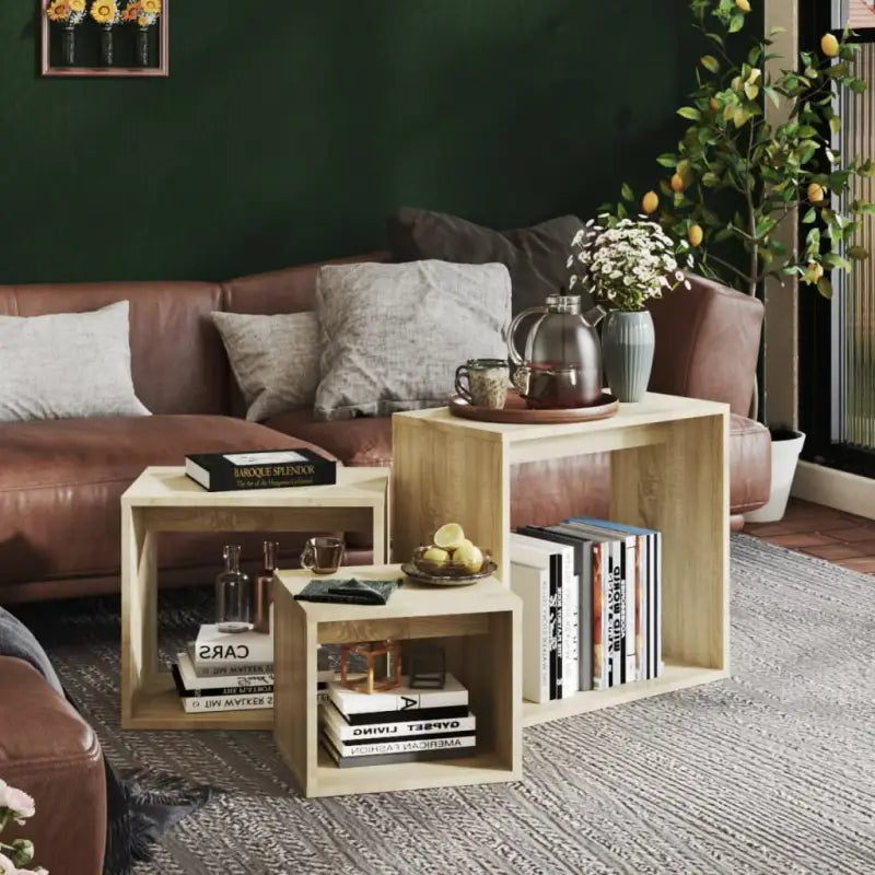 Multifunctionele bijzettafelset voor kleine ruimtes met grote en medium tafels - Bijzettafels