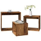 Multifunctionele bijzettafelset voor kleine ruimtes met grote en medium tafels - Oud hout / 3 - Bijzettafels