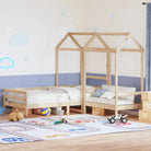 Multifunctionele houten slaapbank in massief grenenhout en wit materiaal - Naturel / 90 x 200 cm - Bedden & bedframes