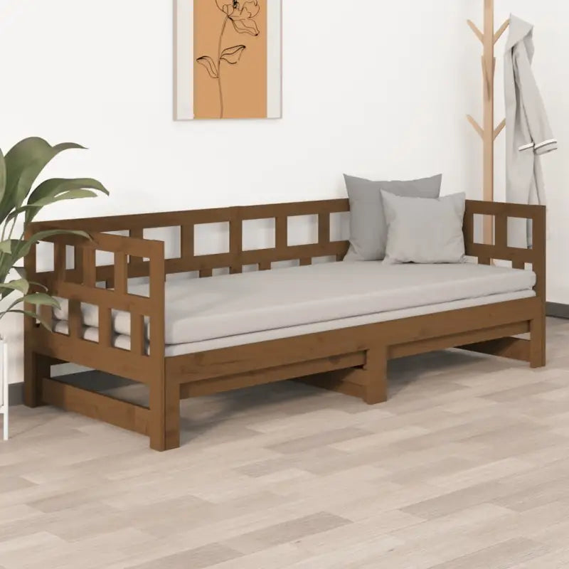 Multifunctionele houten slaapbank van massief grenenhout met afmetingen - Bedden & bedframes