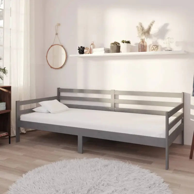Multifunctionele massief grenenhouten slaapbank voor zat en slapen - Grijs / 90 x 200 cm - Bedden & bedframes