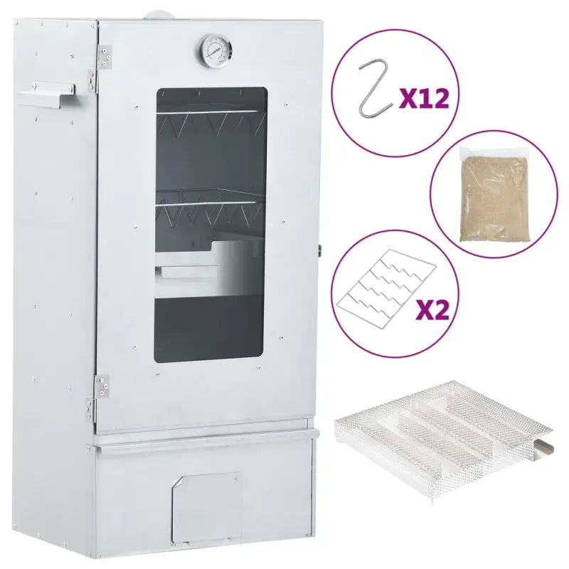 Multifunctionele rookoven met koude rookgenerator en gegalvaniseerd staal - 44.5 x 29 x 83 cm (27 x 27 x 4.5 cm)