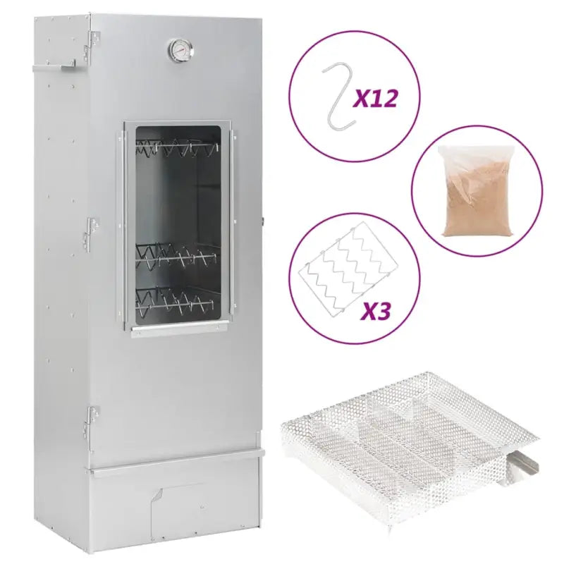 Multifunctionele rookoven met koude rookgenerator en gegalvaniseerd staal - 44.5 x 29 x 110 cm (21 x 21 x 4.5 cm)