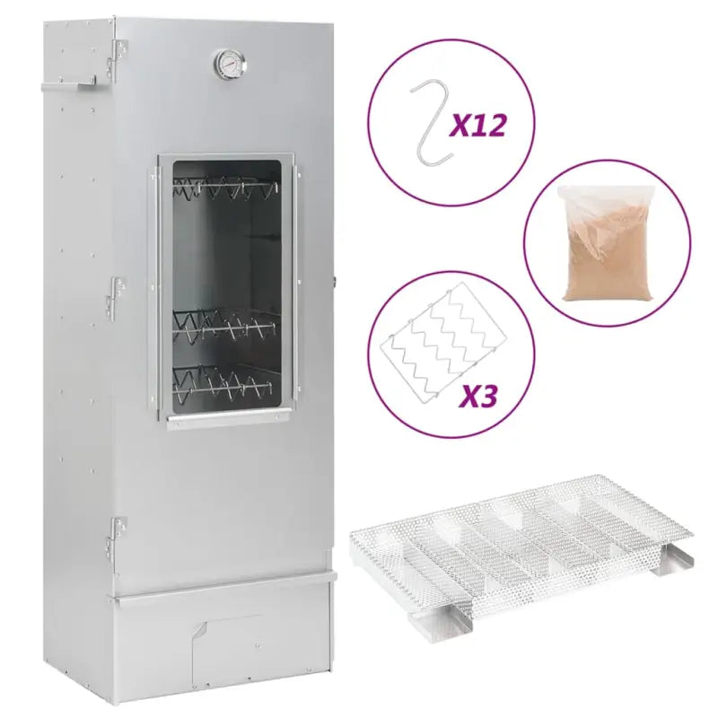 Multifunctionele rookoven met koude rookgenerator en gegalvaniseerd staal - 44.5 x 29 x 110 cm (35 x 20.5 x 4.5 cm)