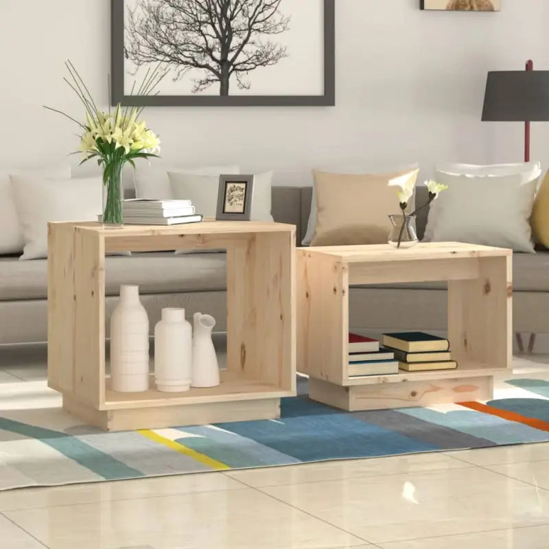 Multifunctionele salontafelset van massief grenenhout voor kleine ruimtes - Naturel / 1 - Salontafels