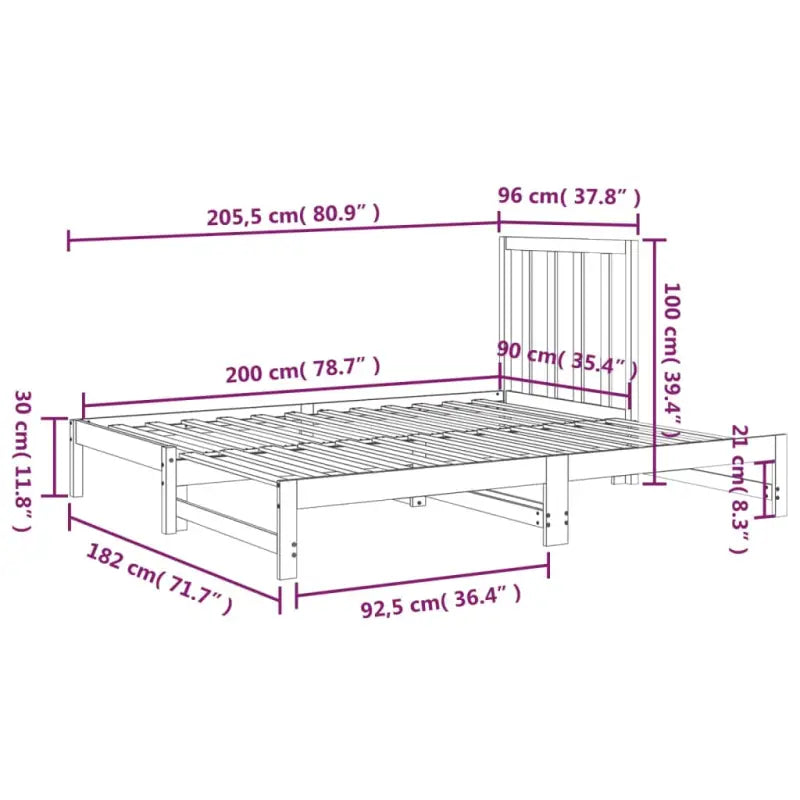 Multifunctionele slaapbank in massief grenenhout met optimale afmetingen - Wit / 2x (90 x 200) cm - Bedden & bedframes