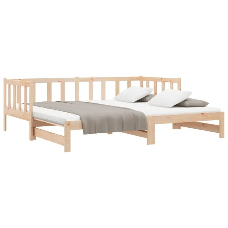 Multifunctionele slaapbank in massief grenenhout met totale afmetingen - Naturel - Bedden & bedframes