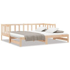 Multifunctionele slaapbank in massief grenenhout met totale afmetingen - Naturel - Bedden & bedframes