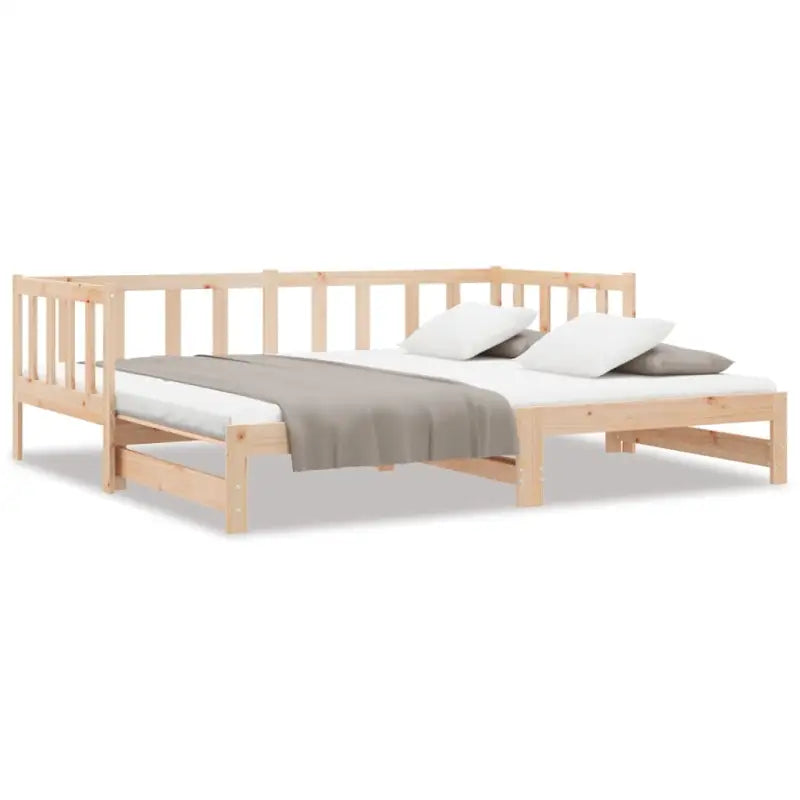 Multifunctionele slaapbank in massief grenenhout met totale afmetingen - Naturel - Bedden & bedframes
