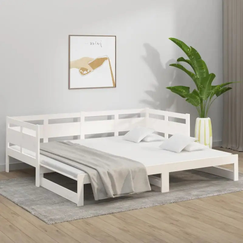 Multifunctionele slaapbank in massief Grenenhout met totale afmetingen - Bedden & bedframes