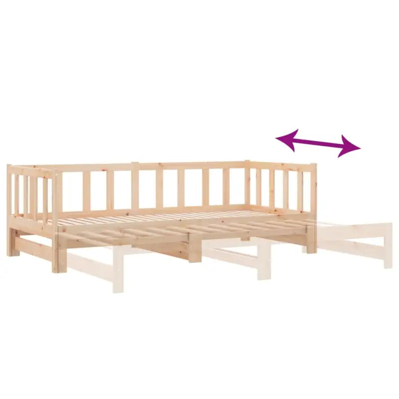 Multifunctionele slaapbank in massief grenenhout met totale afmetingen - Naturel - Bedden & bedframes