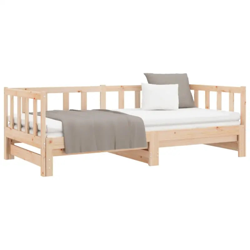 Multifunctionele slaapbank in massief grenenhout met totale afmetingen - Naturel - Bedden & bedframes