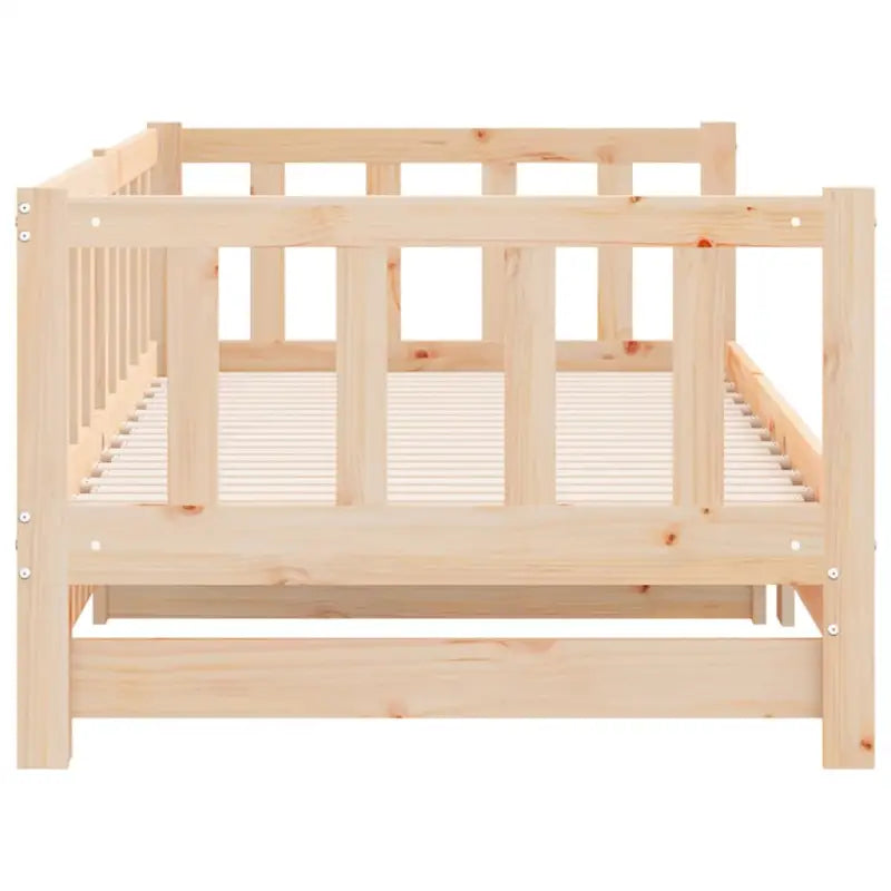 Multifunctionele slaapbank in massief grenenhout met totale afmetingen - Naturel - Bedden & bedframes