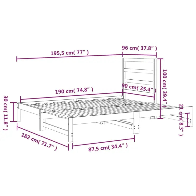 Multifunctionele slaapbank van massief grenenhout met ideale afmetingen - Bedden & bedframes