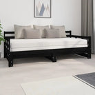 Multifunctionele slaapbank van massief Grenenhout met nette totale afmetingen - Zwart / 2x (90 x 200) cm - Bedden &