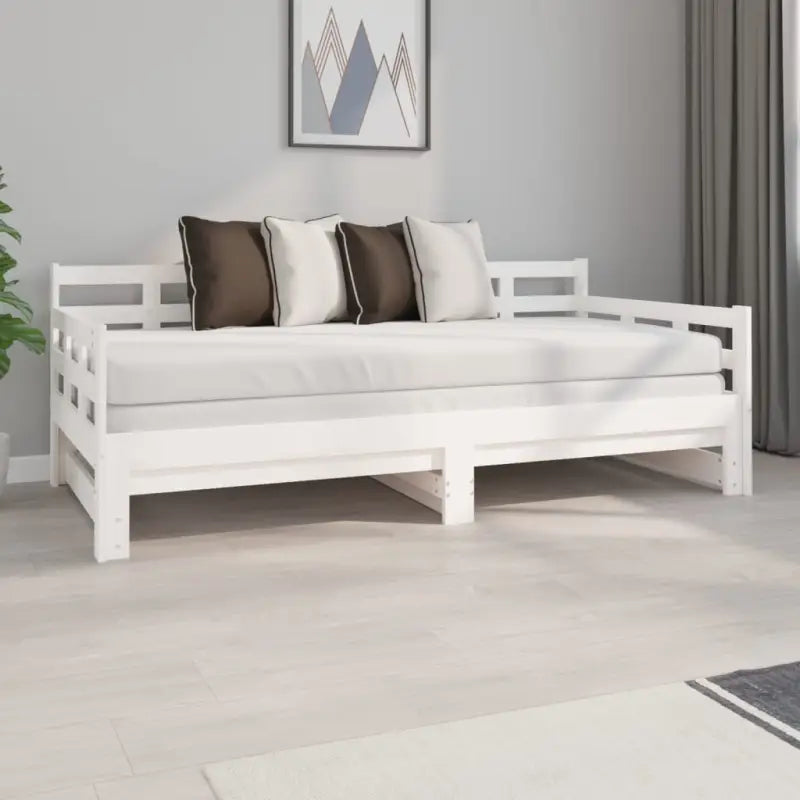 Multifunctionele slaapbank van massief Grenenhout met nette totale afmetingen - Wit / 2x (90 x 190) cm - Bedden &