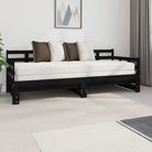Multifunctionele slaapbank van massief Grenenhout met nette totale afmetingen - Zwart / 2x (80 x 200) cm - Bedden &