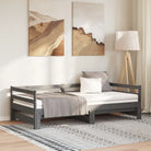 Multifunctionele slaapbank van massief grenenhout met optimale afmetingen - Grijs / 90 x 200 cm - Bedden & bedframes