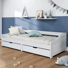Multifunctionele slaapbank van massief grenenhout voor slaap en lounge - Wit - Bedden & bedframes