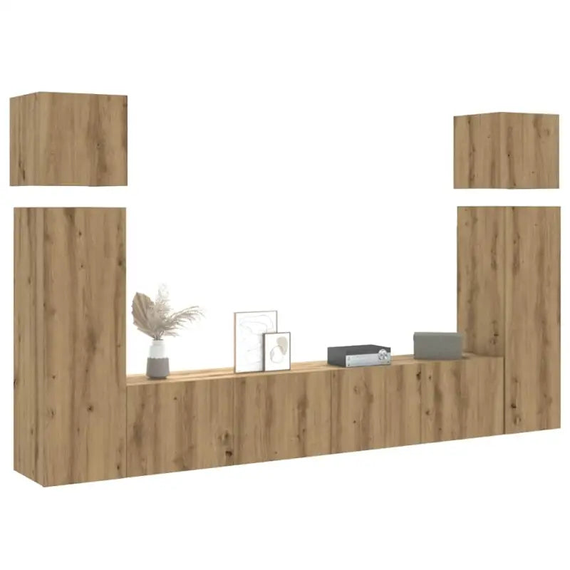 Muurbevestigde Tv-meubelset met opbergruimte - artisanaal eikenkleurig / 8 / 80 cm - Tv-meubels