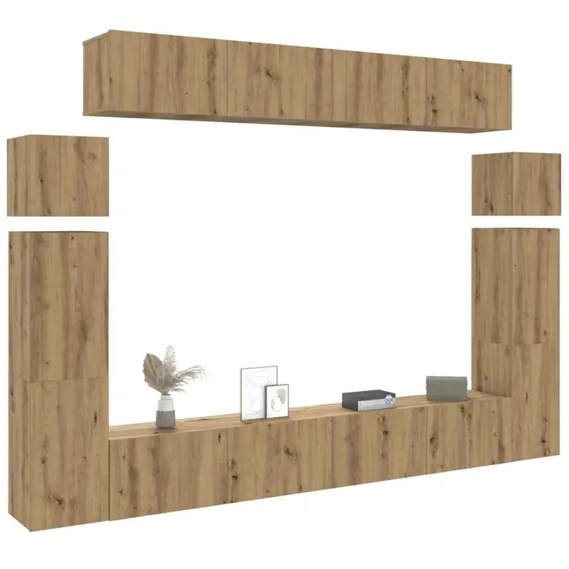 Muurbevestigde Tv-meubelset met opbergruimte - artisanaal eikenkleurig / 8 / 100 cm - Tv-meubels