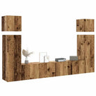 Muurbevestigde Tv-meubelset met opbergruimte - Oud hout / 8 / 80 cm - Tv-meubels