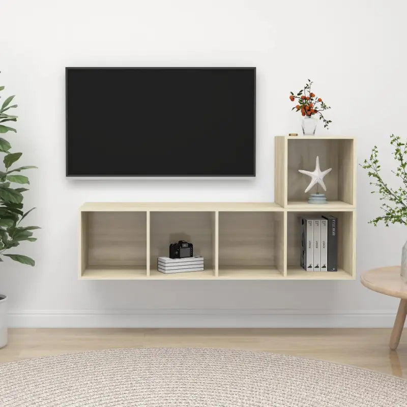 Muurvast Tv-meubel met opbergruimte voor een stijlvolle uitstraling - Sonoma eiken / 1 - Tv-meubels