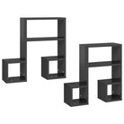 Muzieknoot Wandplank in hoogglans grijs bewerkt hout - Hoogglans grijs / 2 / 1 - Wandplanken