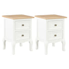 Nachtkastje Franse stijl levering bevat elegantie voor je interieur - Wit en bruin / 2 - Nachtkastjes