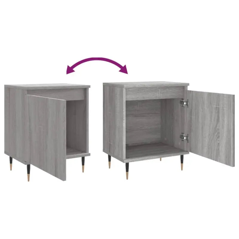 Nachtkastje in bewerkt hout met grijs Sonoma afwerking - Nachtkastjes