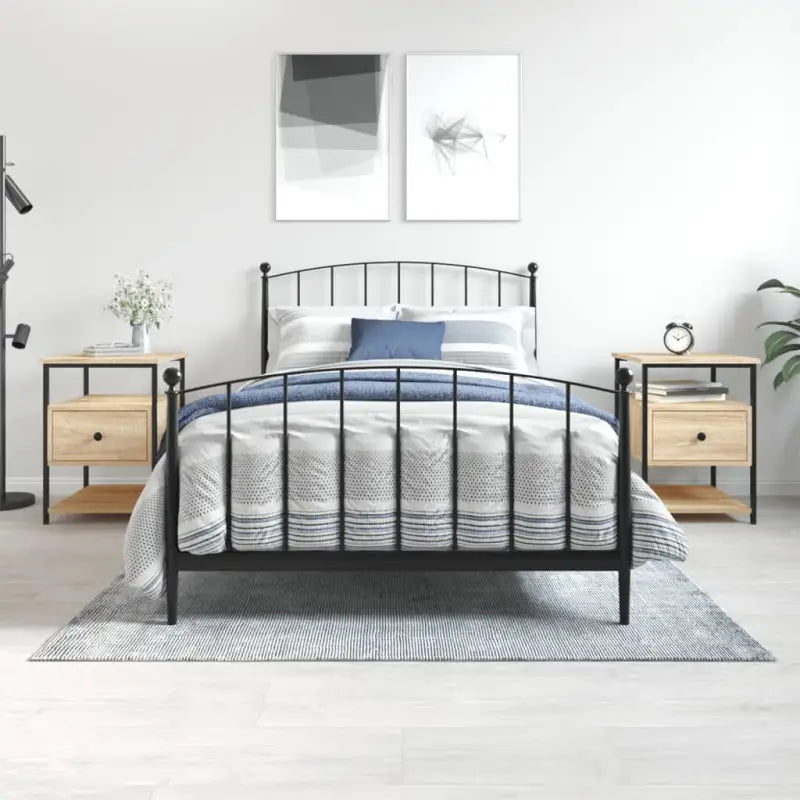 Nachtkastje in Grijs Sonoma Eiken met Verstelbare Poten - Sonoma eiken / 2 - Nachtkastjes