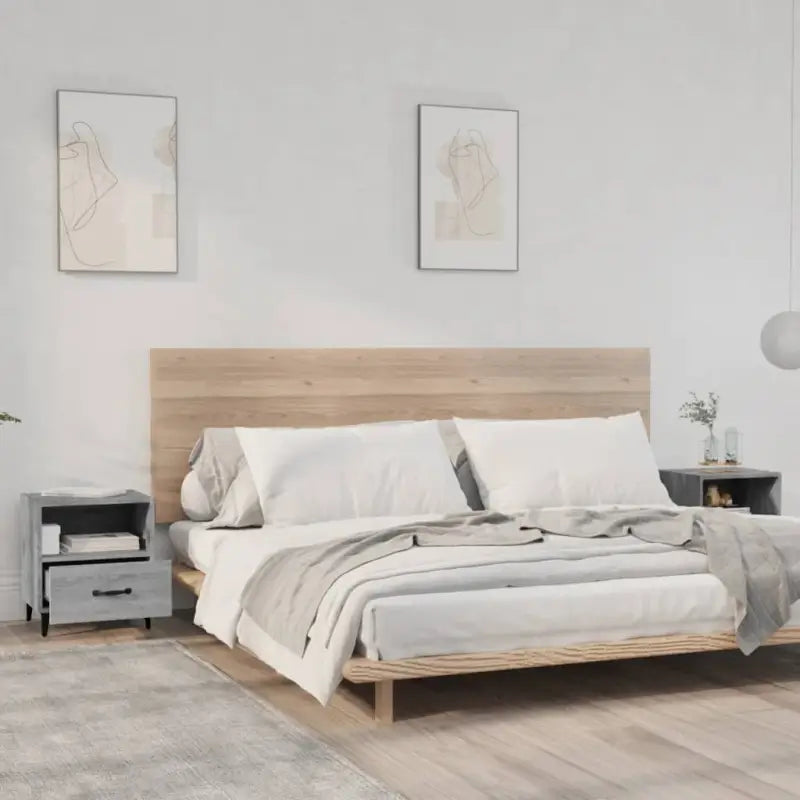 Nachtkastje in Grijs Sonoma met bewerkt hout en elegant ontwerp - Grijs sonoma / 2 - Nachtkastjes