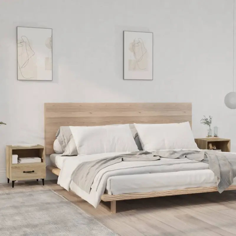 Nachtkastje in Grijs Sonoma met bewerkt hout en elegant ontwerp - Sonoma eiken / 2 - Nachtkastjes