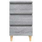 Nachtkastje in grijs sonoma met houten poten en Scandinavische charme - Nachtkastjes
