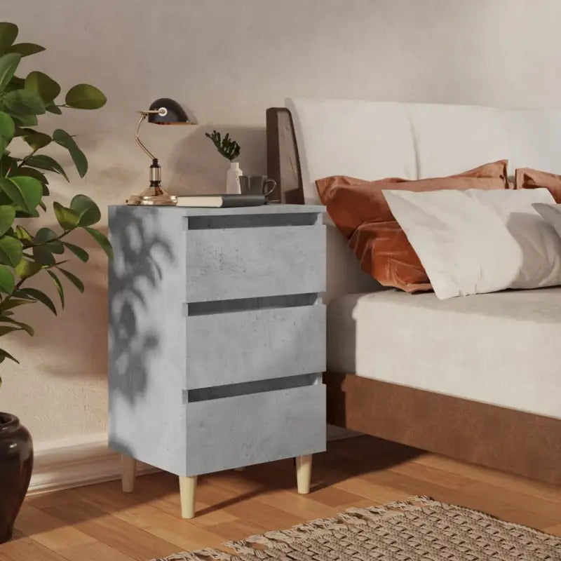 Nachtkastje in grijs sonoma met houten poten en Scandinavische charme - Betongrijs / 2 - Nachtkastjes