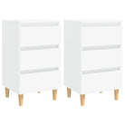 Nachtkastje in grijs sonoma met houten poten en Scandinavische charme - Wit / 2 - Nachtkastjes