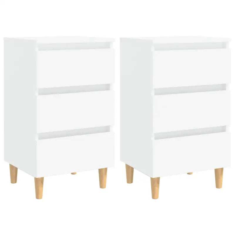 Nachtkastje in grijs sonoma met houten poten en Scandinavische charme - Wit / 2 - Nachtkastjes