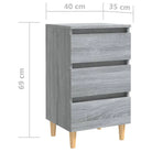 Nachtkastje in grijs sonoma met houten poten en Scandinavische charme - Nachtkastjes