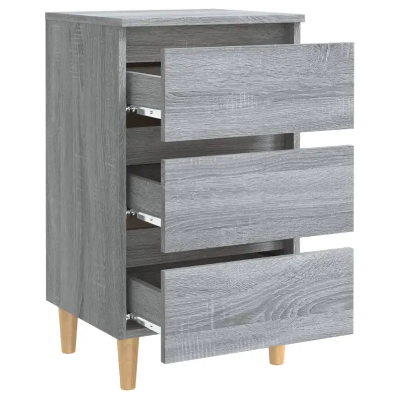 Nachtkastje in grijs sonoma met houten poten en Scandinavische charme - Nachtkastjes