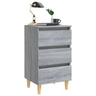 Nachtkastje in grijs sonoma met houten poten en Scandinavische charme - Nachtkastjes