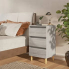 Nachtkastje in grijs sonoma met houten poten en Scandinavische charme - Grijs sonoma / 1 - Nachtkastjes