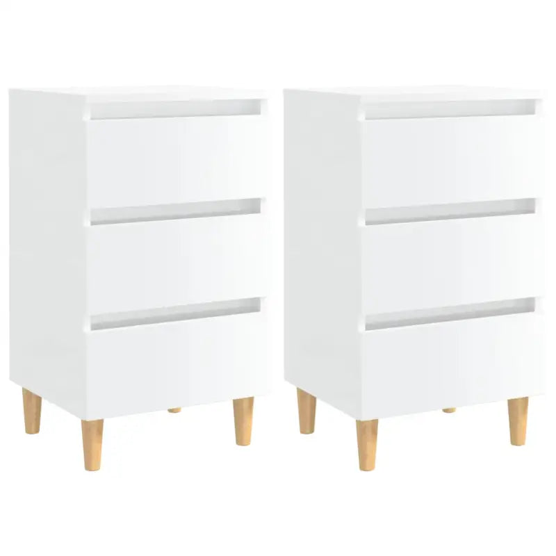 Nachtkastje in grijs sonoma met houten poten en Scandinavische charme - Hoogglans wit / 2 - Nachtkastjes